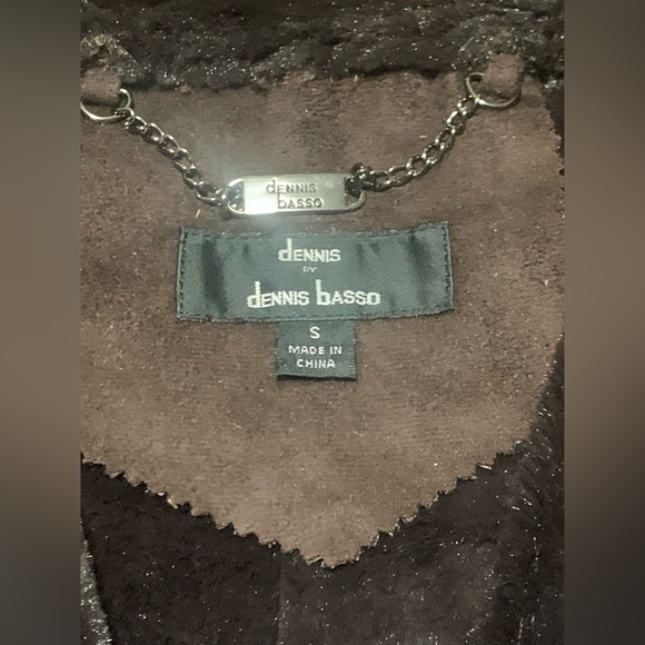 Dennis By Dennis Basso Women Brown Soft Suede Faux Fur Lined Studded Coat Small - Picture 3 of 9